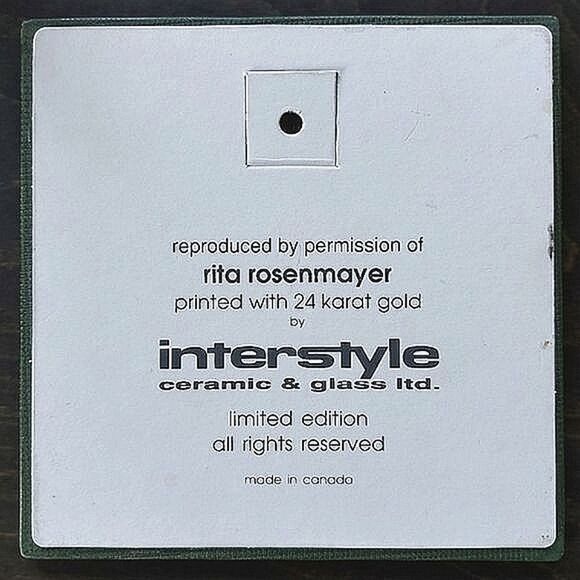 NWT Rita Rosenmayer 24 karat gold print limited edition glass art tile - Picture 3 of 6